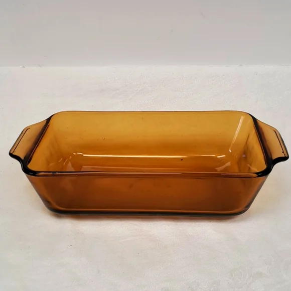 Vintage Anchor Hocking amber loaf bread pan 1L